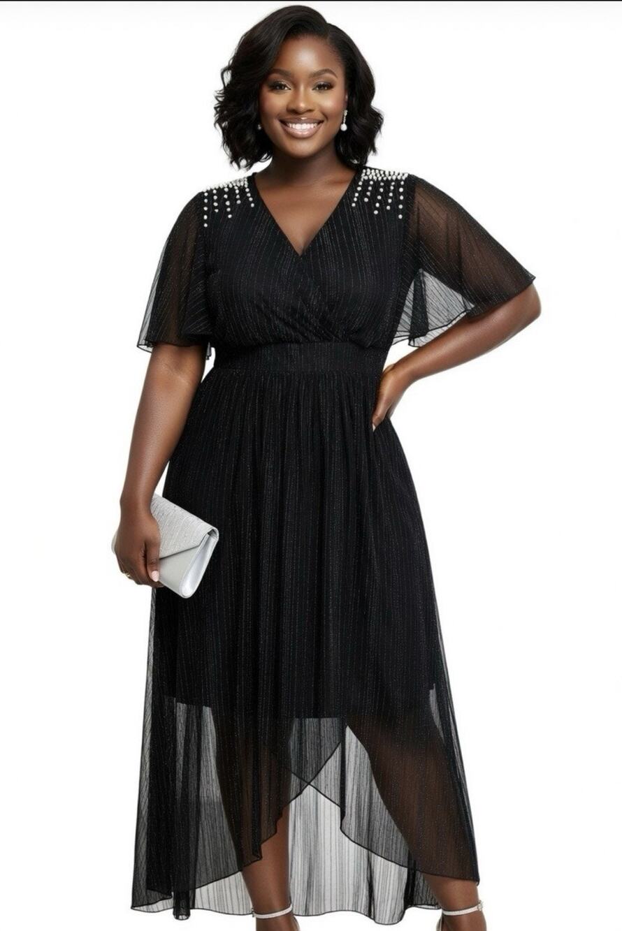 LAPA Plus Sparkly Studded Dress, Black, XXL 2XL